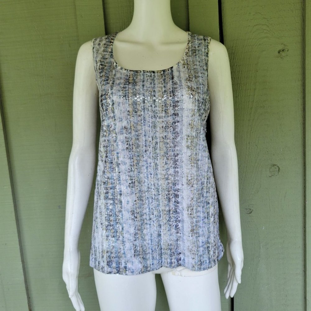 New CHICO'S Gray Beige Sequin Jersey Tank Top 4